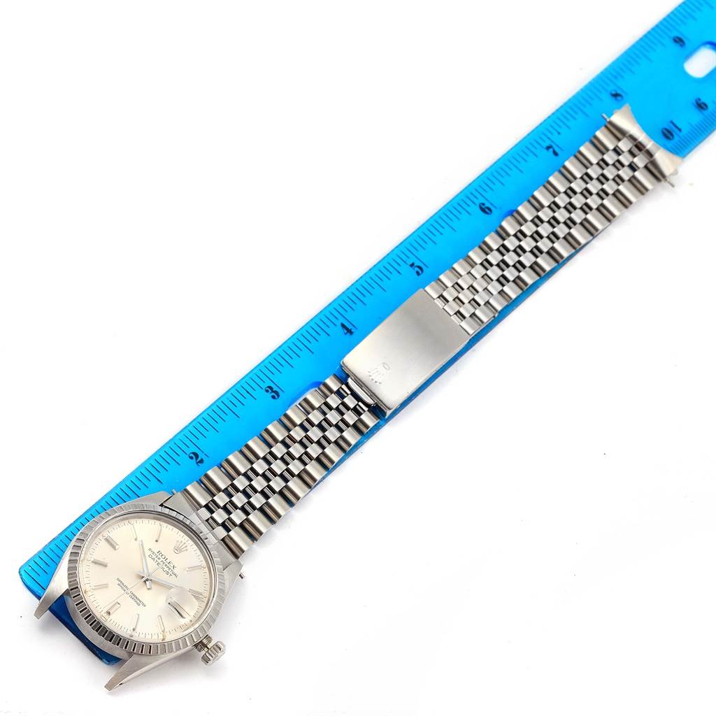 The Rolex Vintage Collection 16030 Men's Stainless Steel Silver Dial 16030 Men's Stainless Steel Silver Dial watch is shown in a top-down view, displaying the case, dial, bracelet, and clasp.