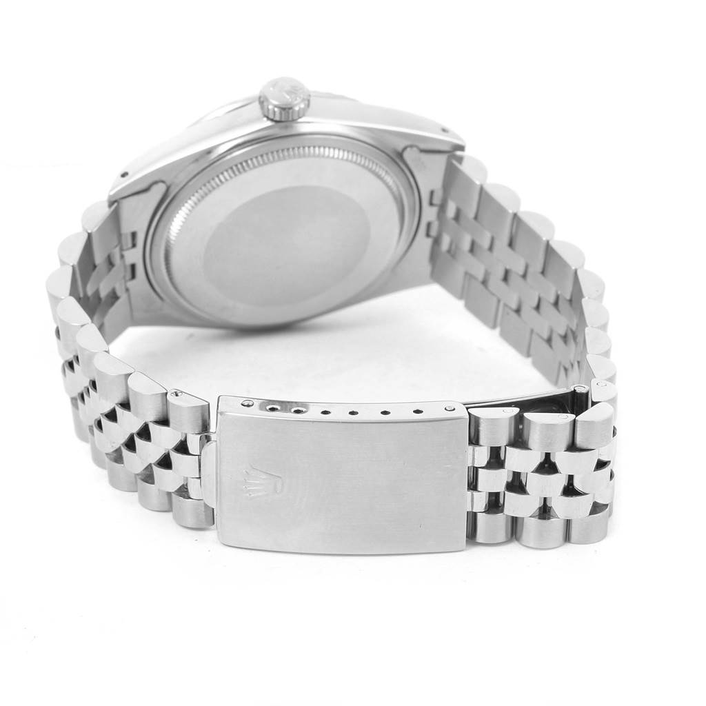 The image shows the back case, crown, and bracelet clasp of a Rolex Vintage Collection 16030 Men's Stainless Steel Silver Dial 16030 Men's Stainless Steel Silver Dial watch from a rear angle.