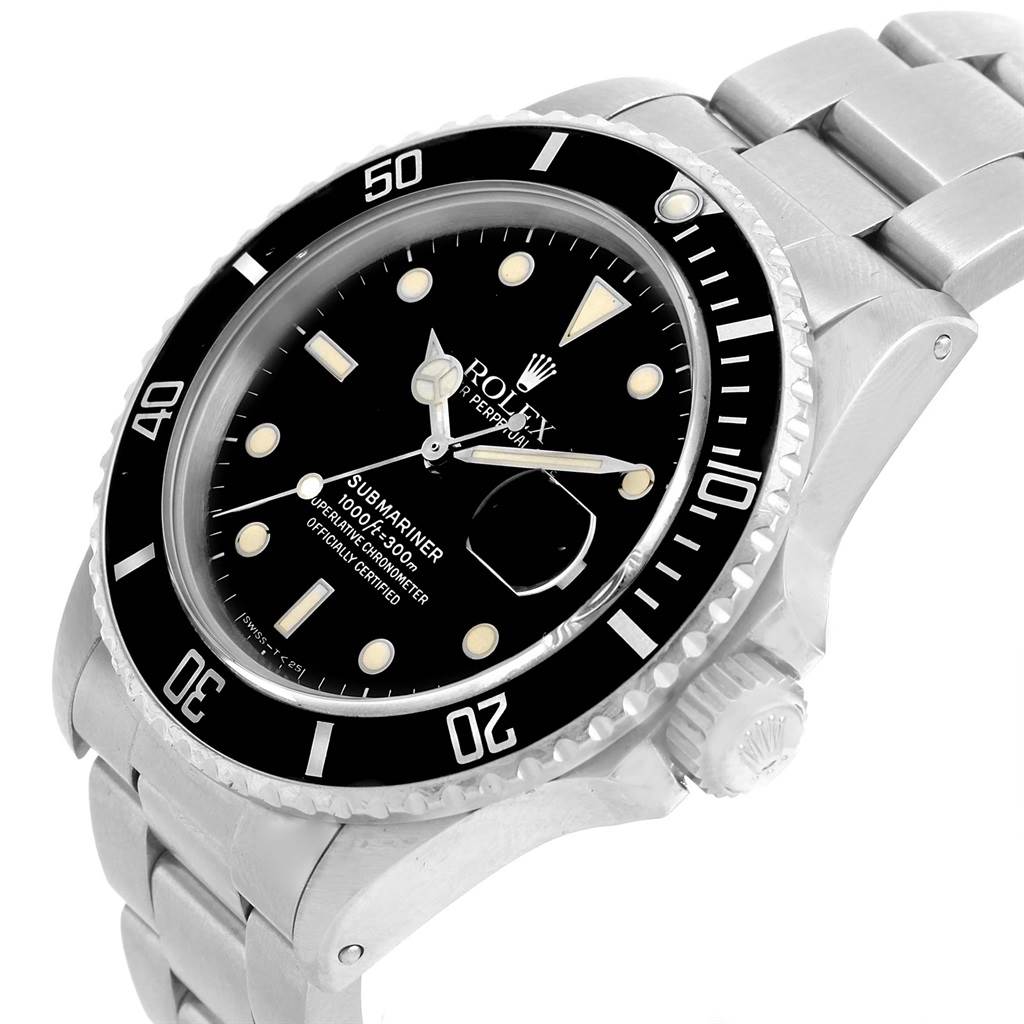 The Rolex Vintage Collection 16800 Men's Stainless Steel Black Dial 16800 Men's Stainless Steel Black Dial watch model is shown at an angle, displaying its dial, bezel, crown, and part of the bracelet.