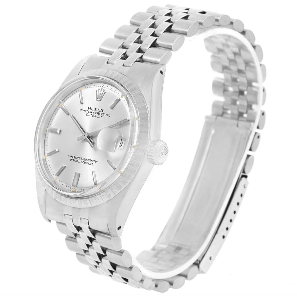 The Rolex Vintage Collection 1603 Men's Stainless Steel Silver Dial 1603 Men's Stainless Steel Silver Dial model is shown from an angled front view, displaying the dial, bezel, crown, and bracelet.