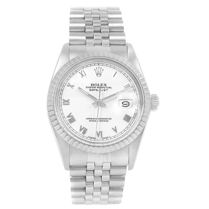 Rolex Datejust White Dial Steel Vintage Mens Watch 16030 Box Papers SwissWatchExpo