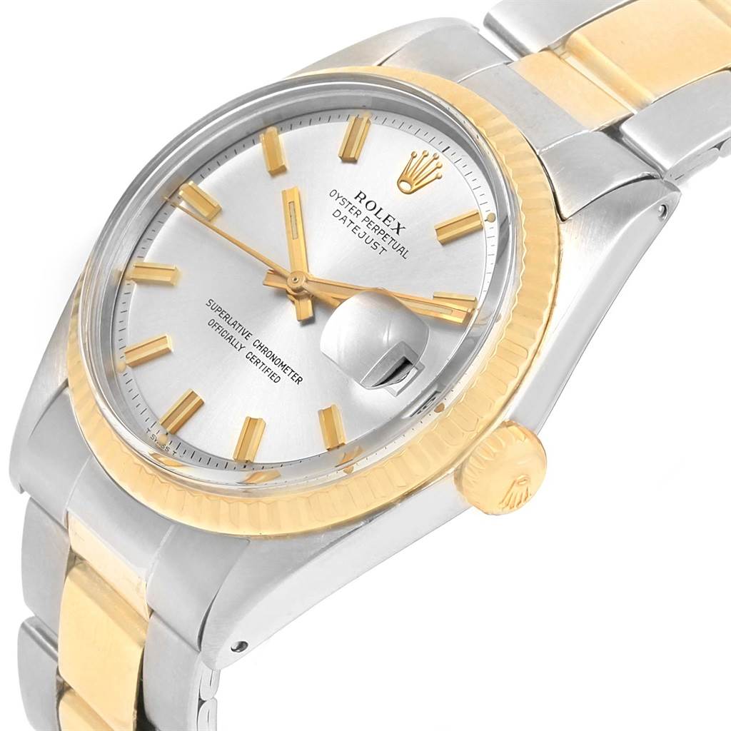 The image shows a Rolex Vintage Collection 1601 Men's Stainless Steel Silver Dial 1601 Men's Stainless Steel Silver Dial watch at an angle highlighting its dial, bezel, crown, and part of the bracelet.