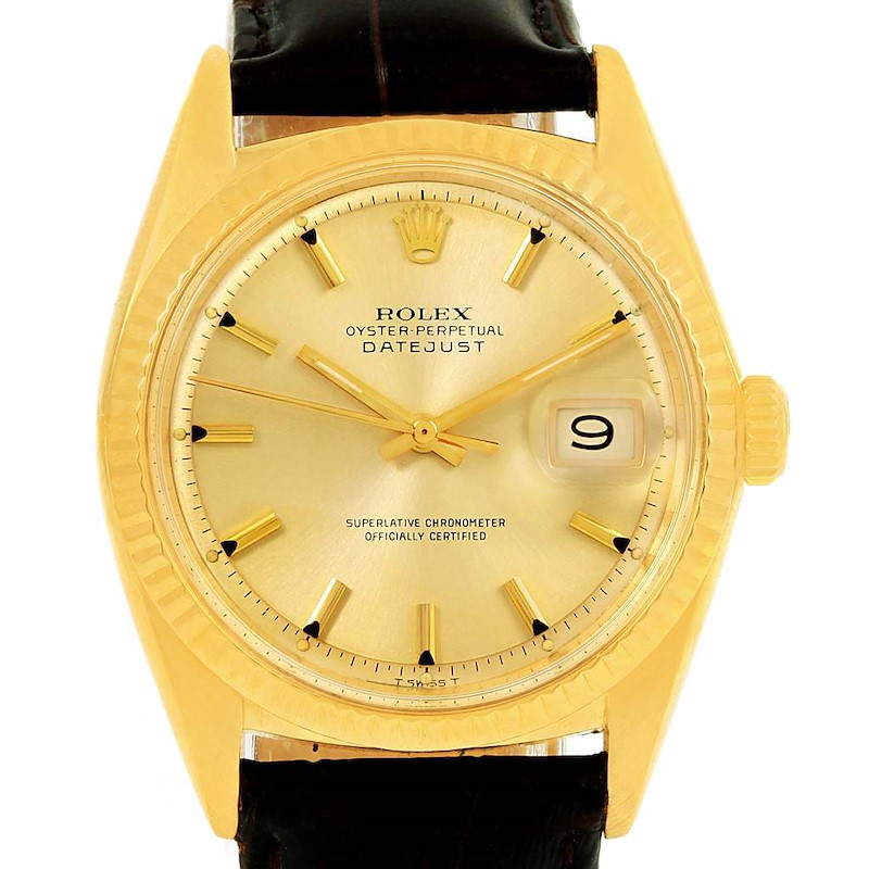 Rolex Datejust 18K Yellow Gold Vintage Mens Watch 1601 SwissWatchExpo