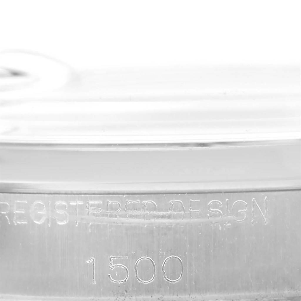 This image shows a close-up of the case back engravings of the Vintage Collection model by Rolex, featuring the model number "1500."