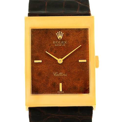 Photo of Rolex Cellini 18k Yellow Gold Wood Dial Vintage Watch 5071 Box Papers