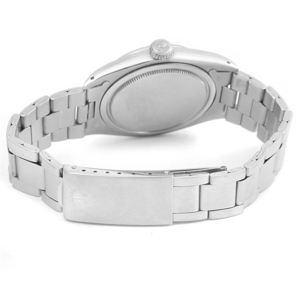 This image shows the back case, crown, and clasp of a Rolex Vintage Collection 6426 Men's Stainless Steel Silver Dial 6426 Men's Stainless Steel Silver Dial watch.