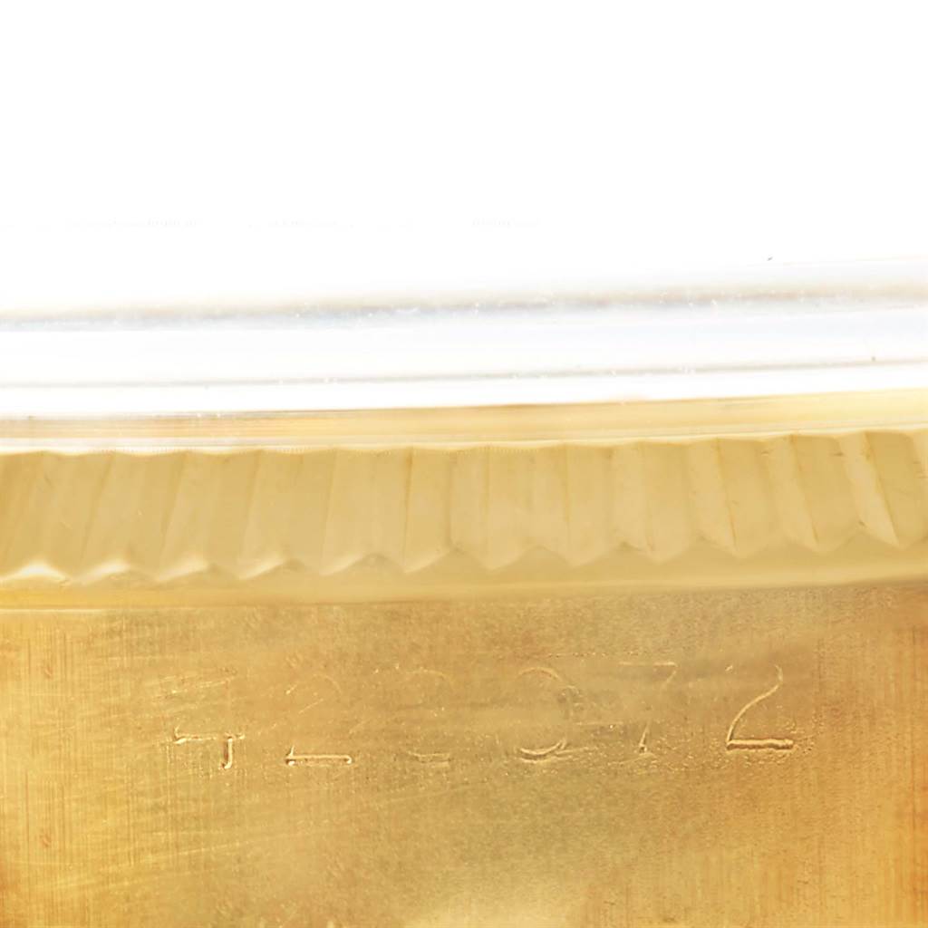 This image shows a close-up of the serial number and bezel detailing on a Vintage Collection model by Rolex.