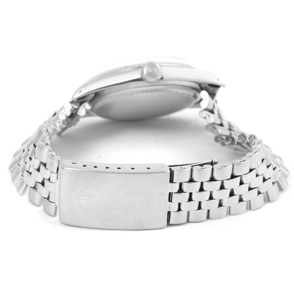 This image shows the back and side view of a Rolex Vintage Collection 1601 Men's Stainless Steel Silver Dial 1601 Men's Stainless Steel Silver Dial watch, highlighting the bracelet and clasp.