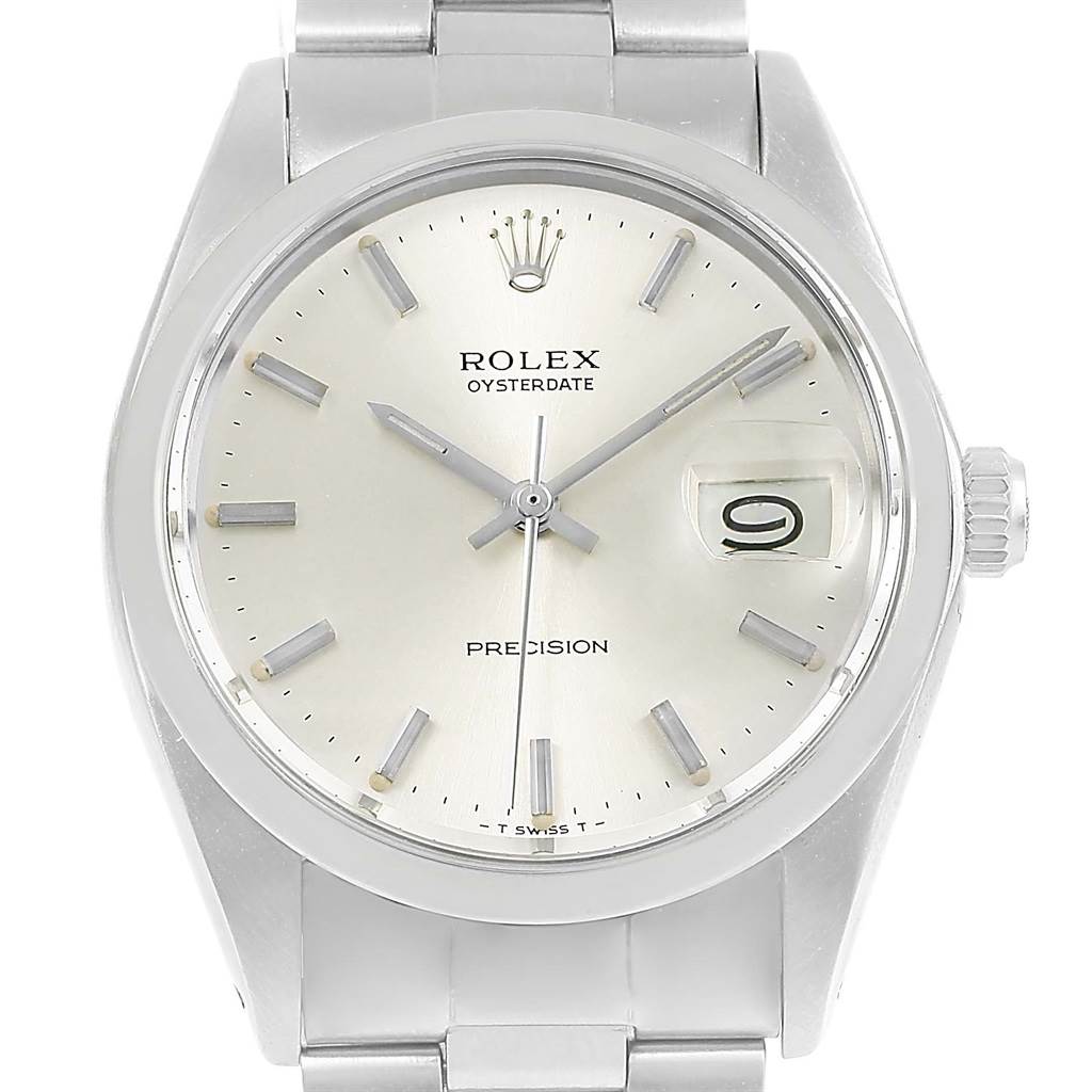 The Rolex Vintage Collection 6694 Men's Stainless Steel Silver Dial 6694 Men's Stainless Steel Silver Dial model is shown from a front angle, highlighting the dial, hands, date window, and crown.