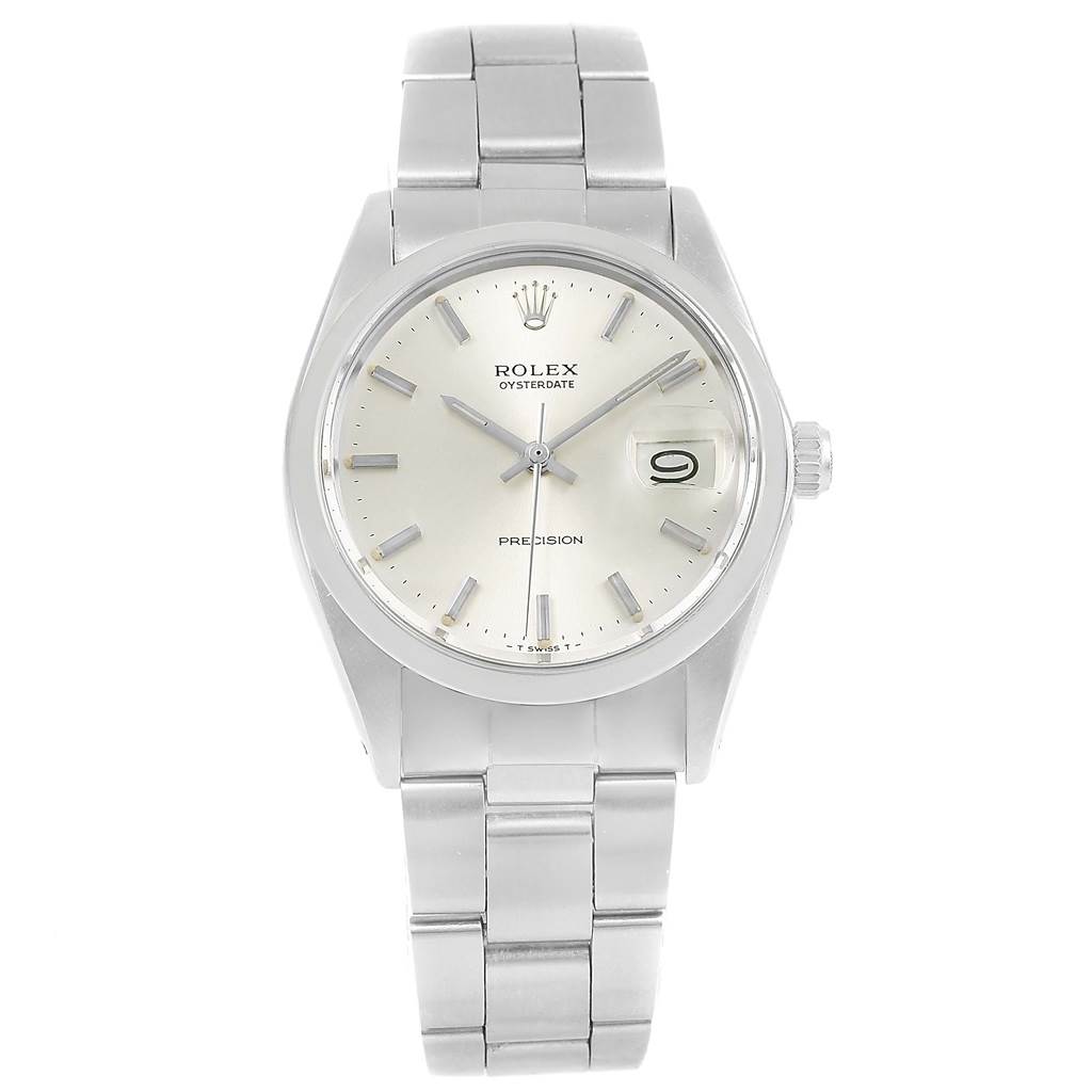 This image shows a front view of the Rolex Vintage Collection 6694 Men's Stainless Steel Silver Dial 6694 Men's Stainless Steel Silver Dial watch, showcasing the dial, bezel, crown, and bracelet.