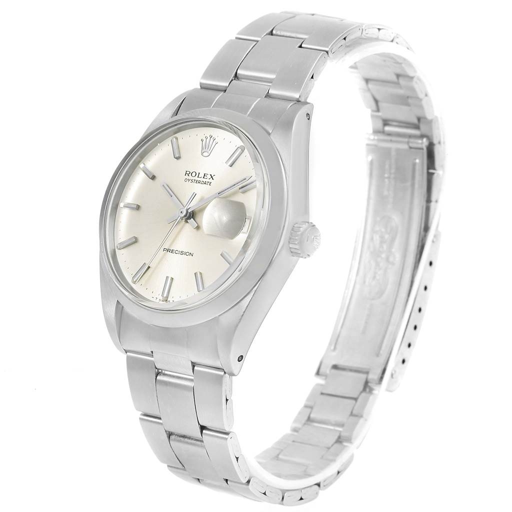 The image shows a Rolex Vintage Collection 6694 Men's Stainless Steel Silver Dial 6694 Men's Stainless Steel Silver Dial model angled to display its face, crown, and bracelet.