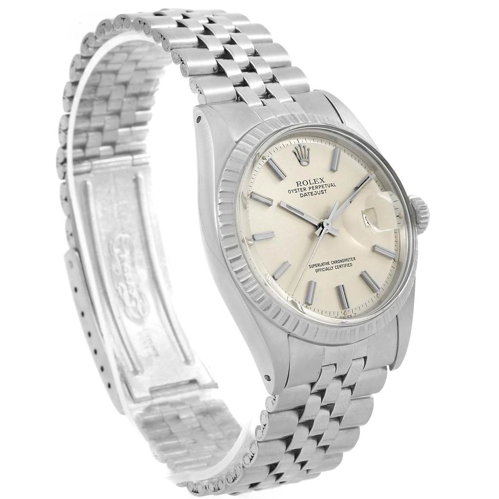 The image shows the front and partially opened bracelet of a Vintage Collection Rolex Oyster Perpetual Datejust watch.
