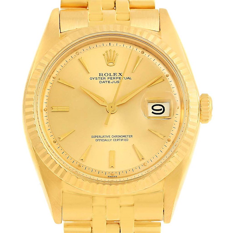 Rolex Datejust 18K Yellow Gold Vintage Mens Watch 1601 SwissWatchExpo