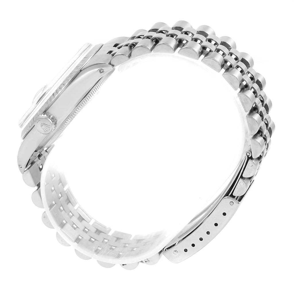 The Rolex Vintage Collection 1601 Men's Stainless Steel Grey Dial 1601 Men's Stainless Steel Grey Dial watch is shown from a side angle, highlighting its bracelet and part of the case.