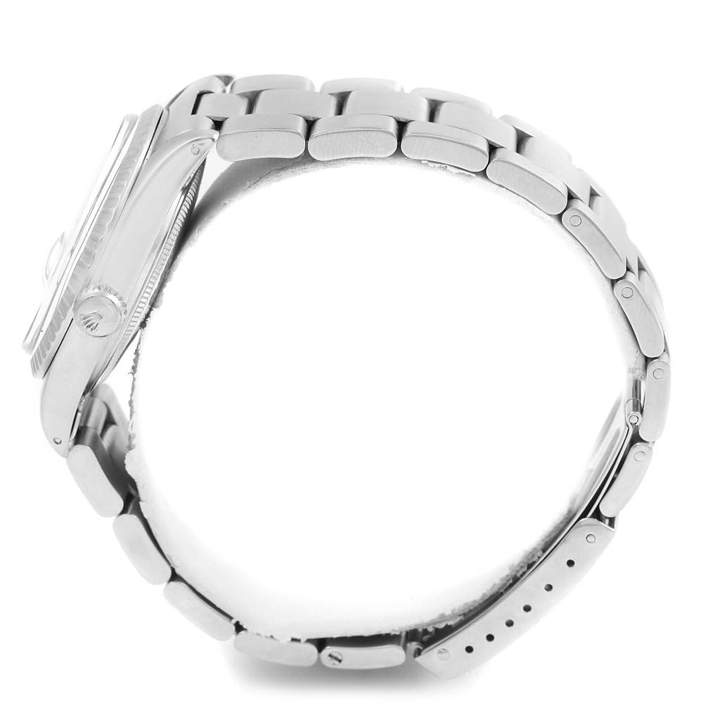 The image shows a side profile of the Rolex Vintage Collection 16030 Men's Stainless Steel Grey Dial 16030 Men's Stainless Steel Grey Dial model, highlighting the case and metal bracelet.