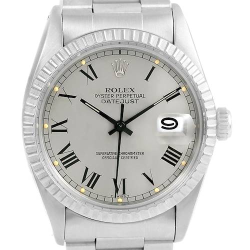 Photo of Rolex Datejust Grey Buckley Dial Steel Vintage Mens Watch 16030