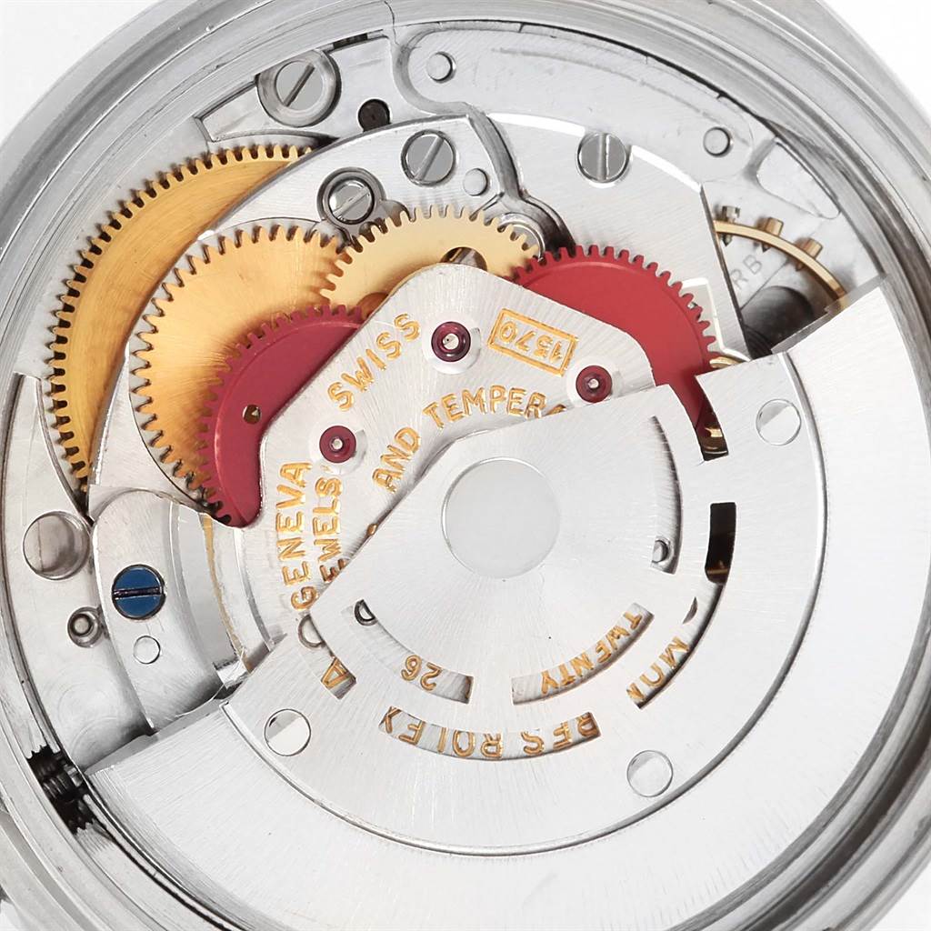 This image shows the internal mechanism and gears of the Rolex Vintage Collection 1601 Men's Stainless Steel Silver Dial 1601 Men's Stainless Steel Silver Dial watch.