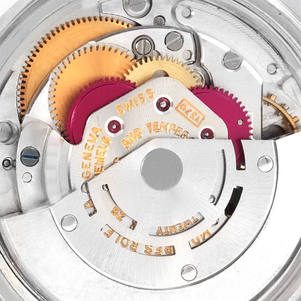 This image shows a close-up of the mechanical movement inside the Vintage Collection model by Rolex.
