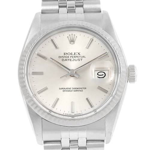 Photo of Rolex Datejust Vintage Steel White Gold Silver Dial Mens Watch 16014