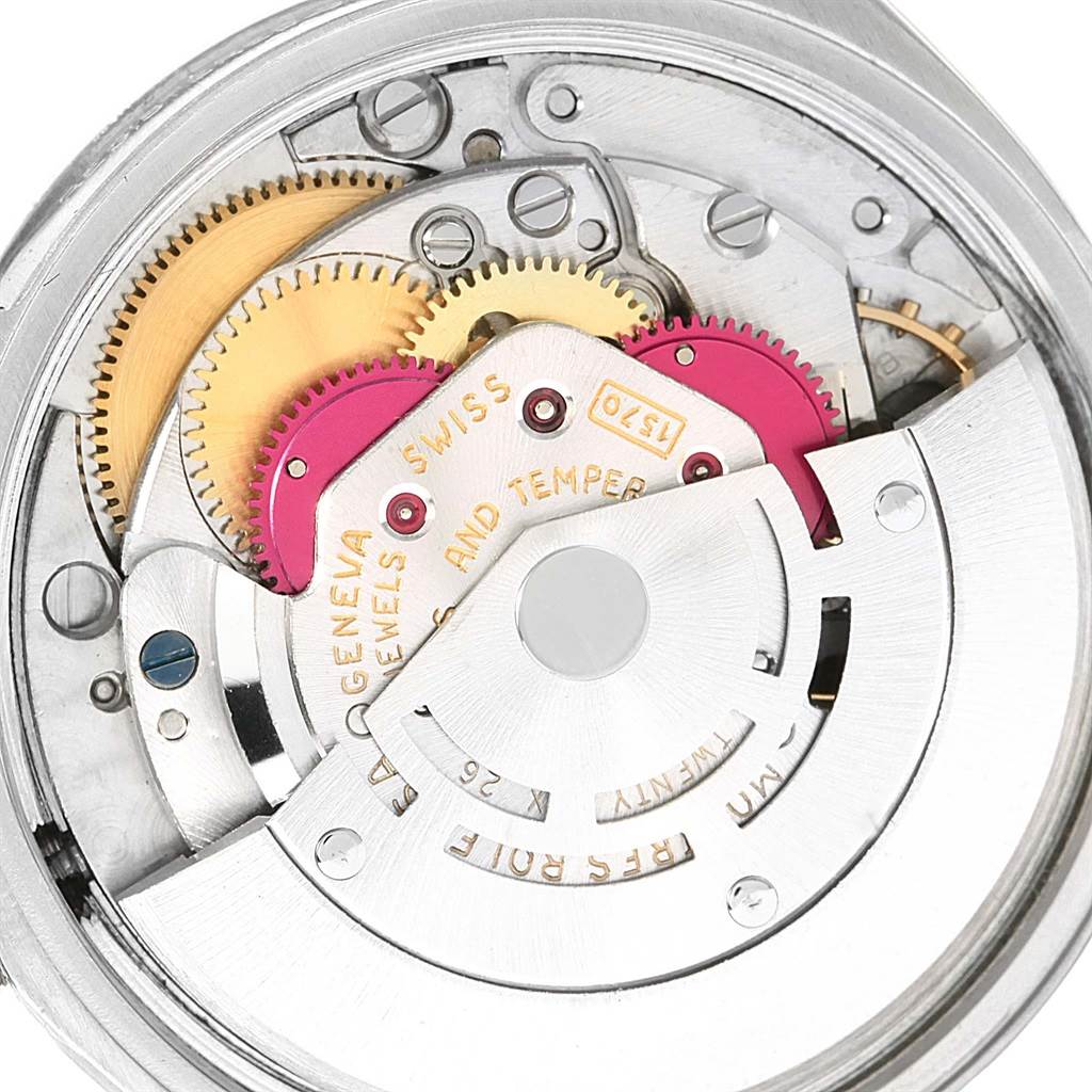 This image shows the internal movement mechanism of a Vintage Collection Rolex watch at a close-up angle.