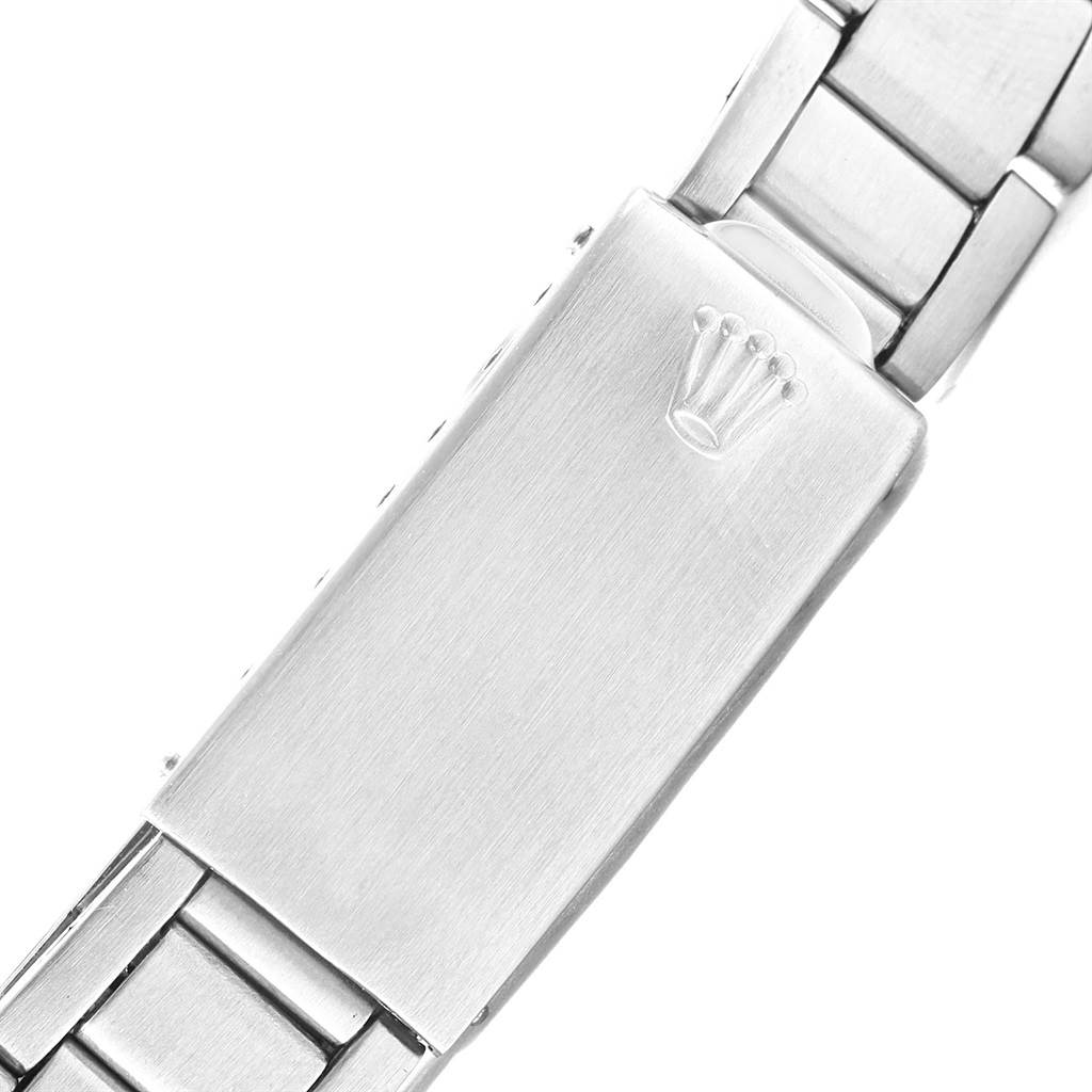This image shows the clasp and part of the bracelet of the Rolex Vintage Collection 1500 Men's Stainless Steel Silver Dial 1500 Men's Stainless Steel Silver Dial model watch from a top-down angle.