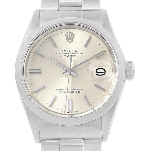 Photo of Rolex Date Silver Sigma Dial Oyster Bracelet Vintage Mens Watch 1500
