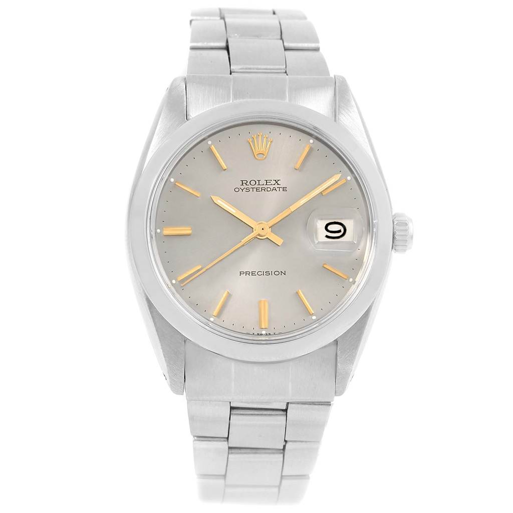 The image shows a Rolex Vintage Collection 6694 Men's Stainless Steel Silver Dial 6694 Men's Stainless Steel Silver Dial watch from the front, displaying the dial, hands, bracelet, and date window.