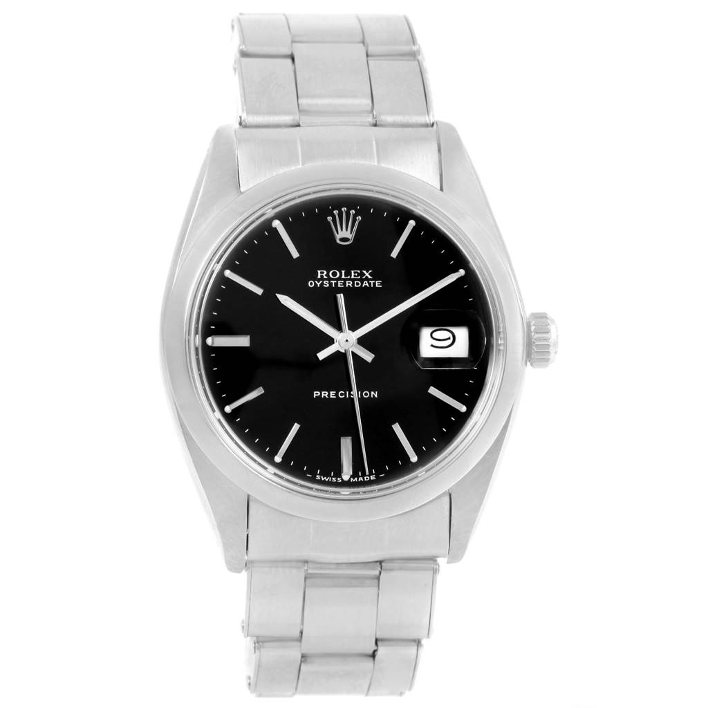 The Rolex Vintage Collection 6694 Men's Stainless Steel Black Dial 6694 Men's Stainless Steel Black Dial model watch is shown from a front angle, displaying the face, bracelet, and crown.