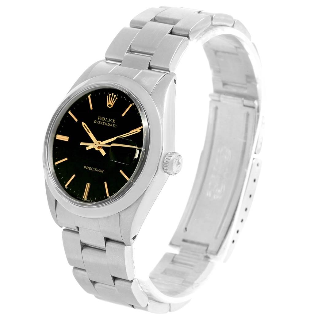 The Rolex Vintage Collection 6694 Men's Stainless Steel Black Dial 6694 Men's Stainless Steel Black Dial model watch is shown at a slight angle, displaying its black face, metal bracelet, and crown.