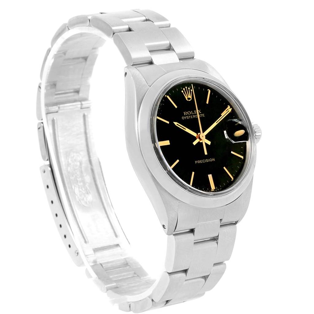 The Rolex Vintage Collection 6694 Men's Stainless Steel Black Dial 6694 Men's Stainless Steel Black Dial watch is shown at a slight angle displaying its dial, crown, and stainless steel bracelet.