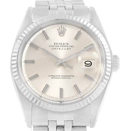 Photo of Rolex Datejust Silver Dial Fluted Bezel Vintage Steel Mens Watch 1601
