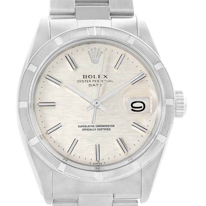 Rolex Date Vintage Silver Textured Dial Steel Mens Watch 1501 SwissWatchExpo