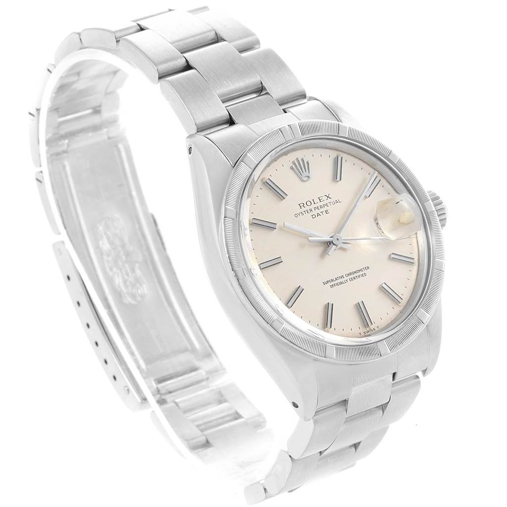 The Rolex Vintage Collection 1501 Men's Stainless Steel Silver Dial 1501 Men's Stainless Steel Silver Dial model is shown at a slight angle, displaying its face, steel bracelet, and clasp.