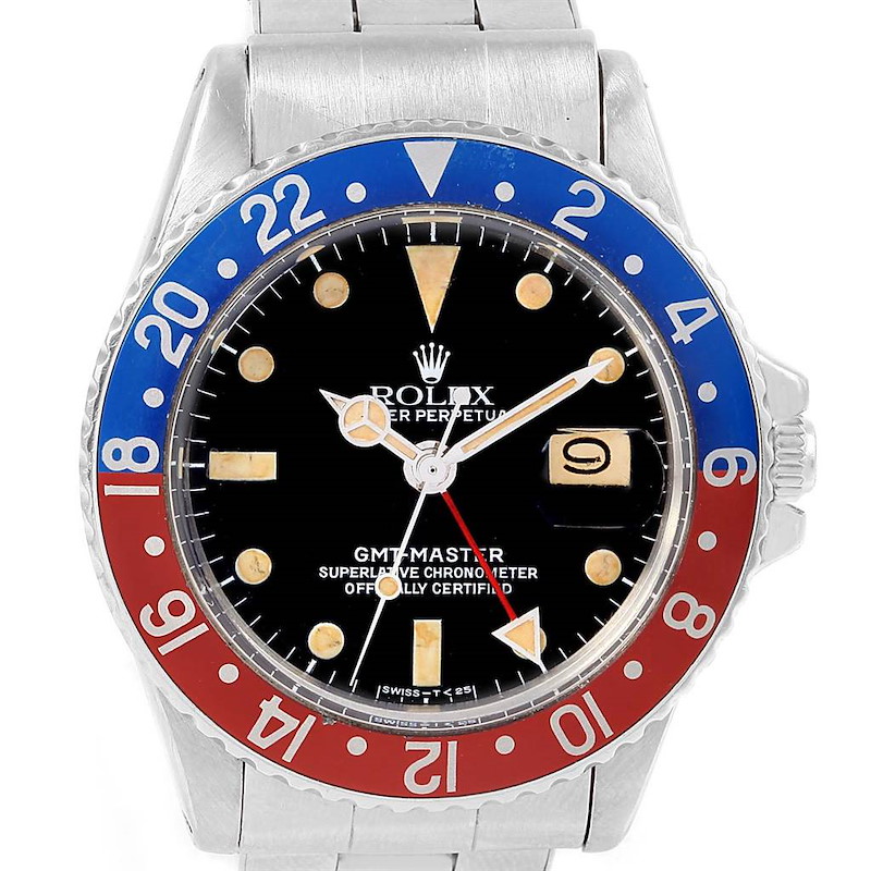 Rolex GMT Master Vintage Red and Blue Pepsi Bezel Mens Watch 1675 SwissWatchExpo