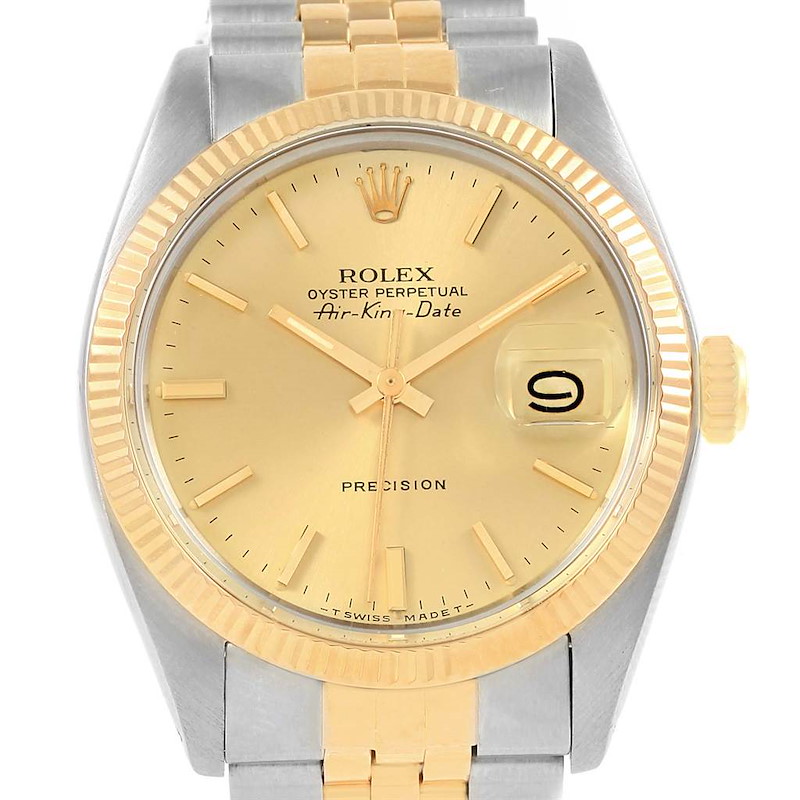 Rolex Air King Vintage Steel Yellow Gold Mens Watch 5701 SwissWatchExpo
