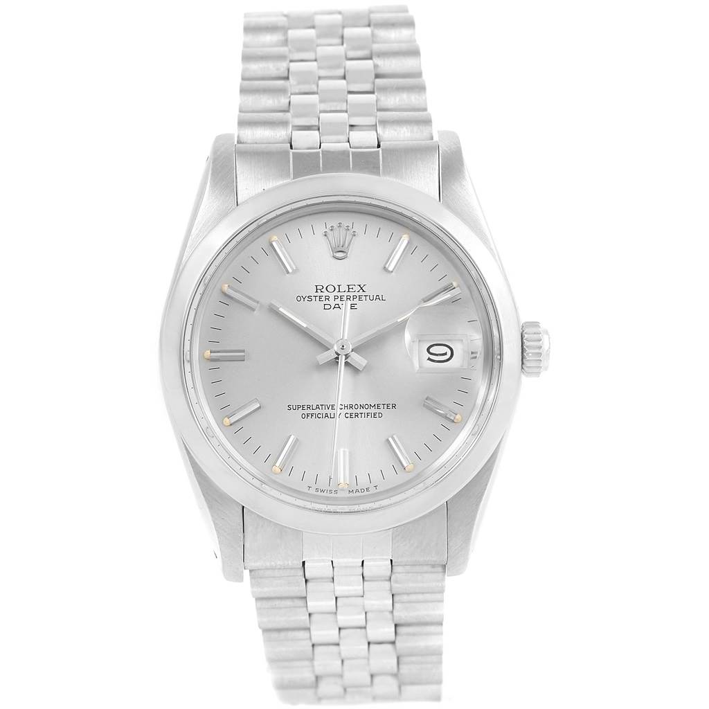 The Rolex Vintage Collection 15000 Men's Stainless Steel Silver Dial 15000 Men's Stainless Steel Silver Dial watch is shown from the front, displaying its silver dial, hands, date window, and bracelet.