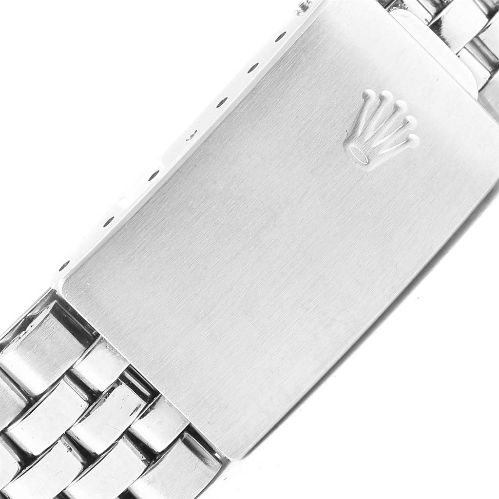 The image shows a close-up of the clasp with the Rolex logo on the bracelet of a Rolex Vintage Collection 16030 Men's Stainless Steel Blue Dial 16030 Men's Stainless Steel Blue Dial watch.