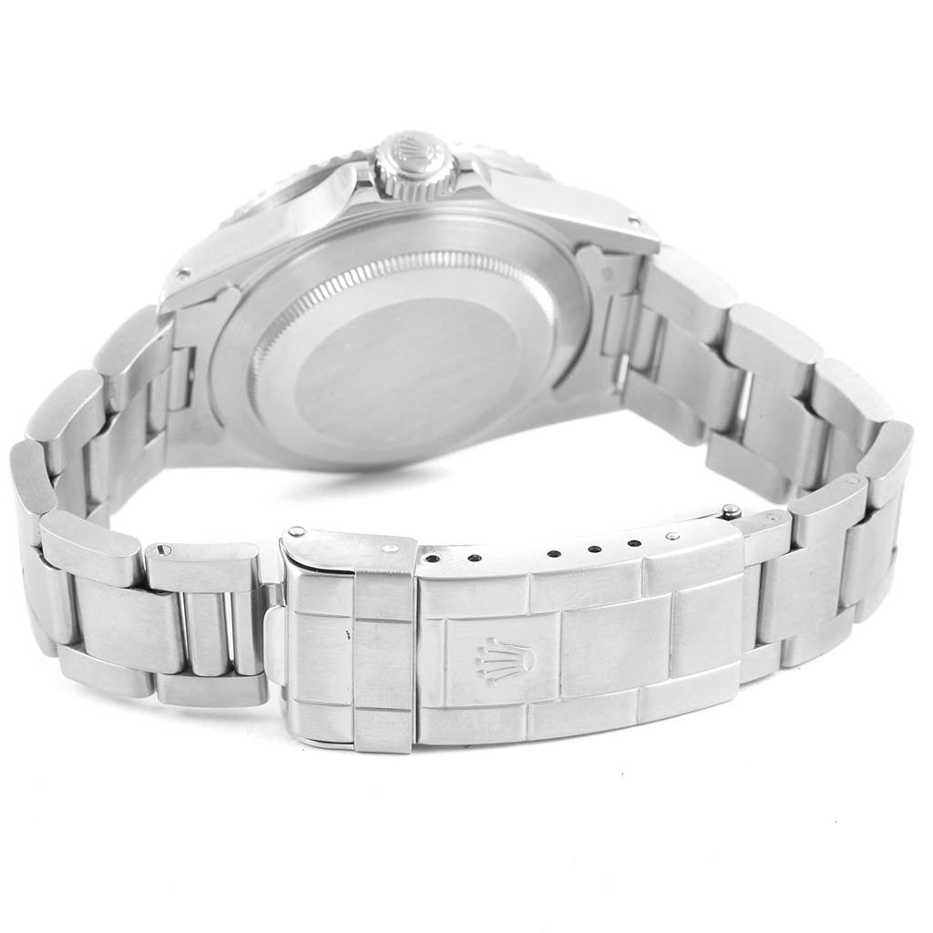 This image shows the back and clasp of a Rolex Vintage Collection 16800 Men's Stainless Steel Black Dial 16800 Men's Stainless Steel Black Dial watch, highlighting the bracelet and the closed case back.