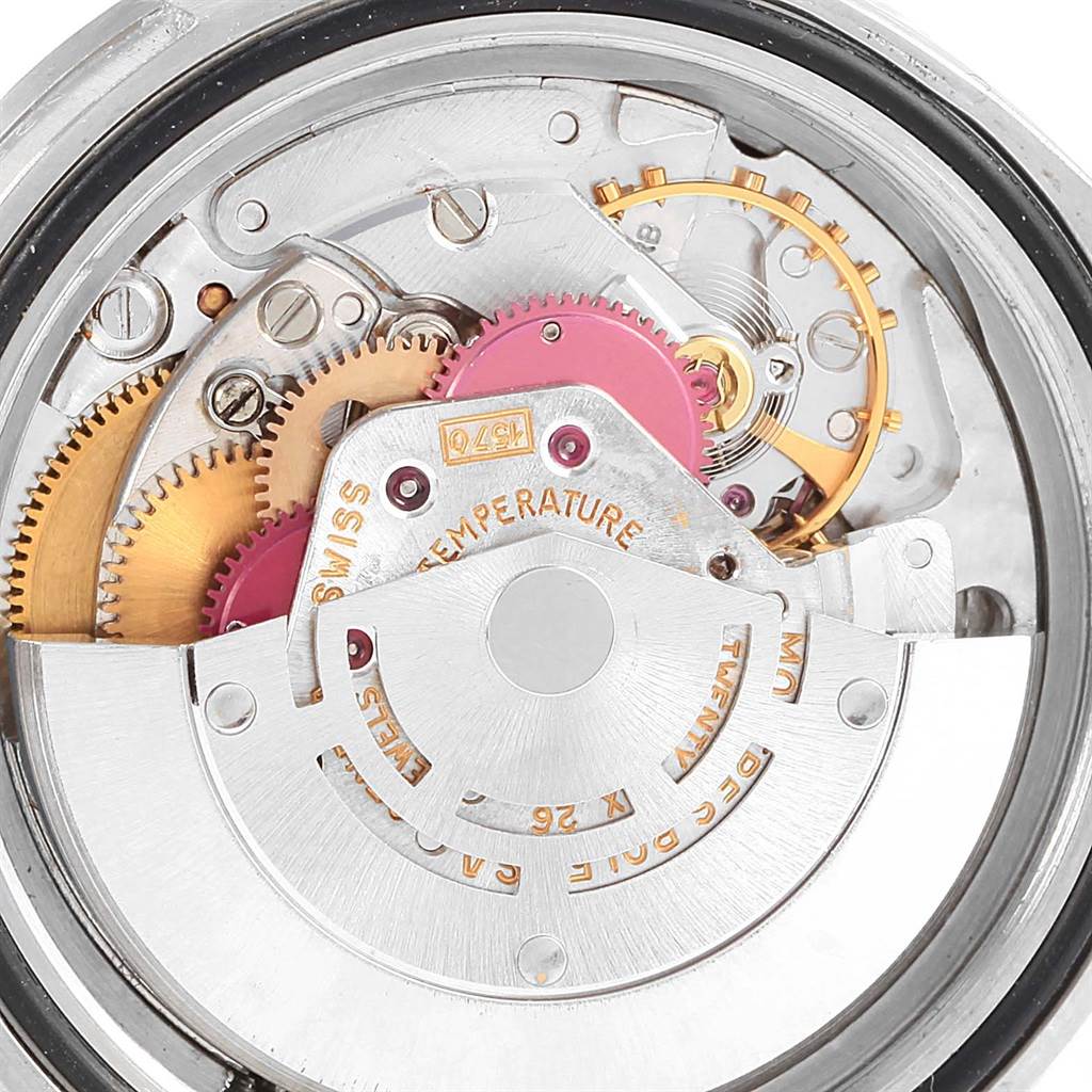 The image shows a close-up of the inner mechanical components of the Vintage Collection model by Rolex.