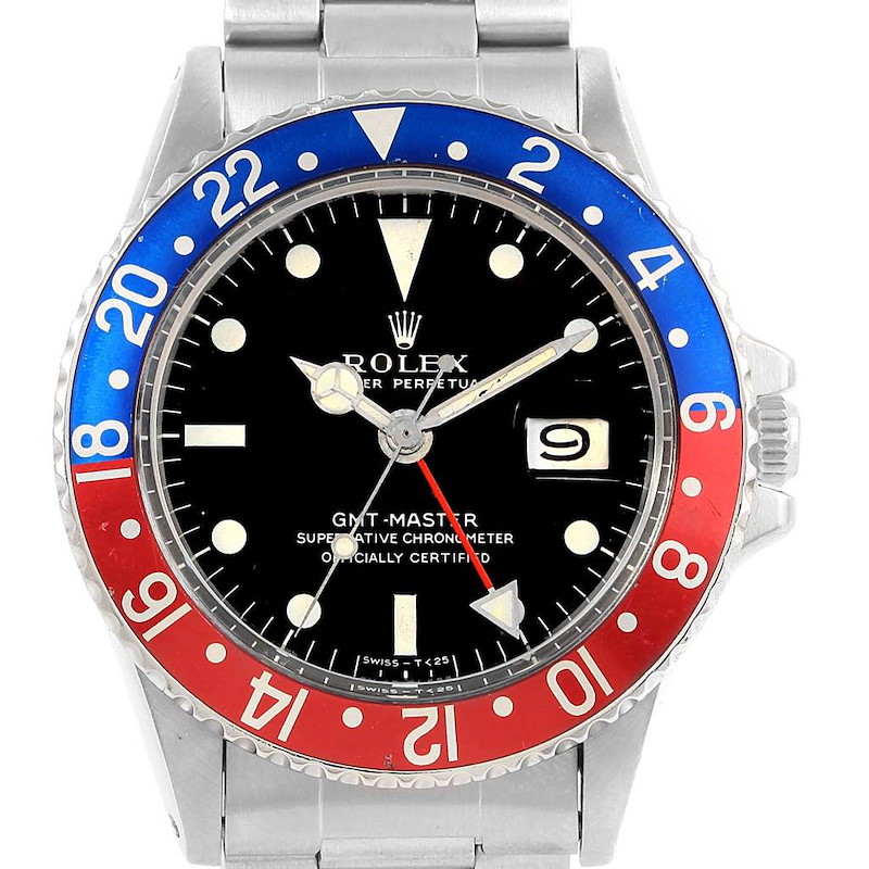 Rolex GMT Master Vintage Red and Blue Pepsi Bezel Mens Watch 1675 SwissWatchExpo