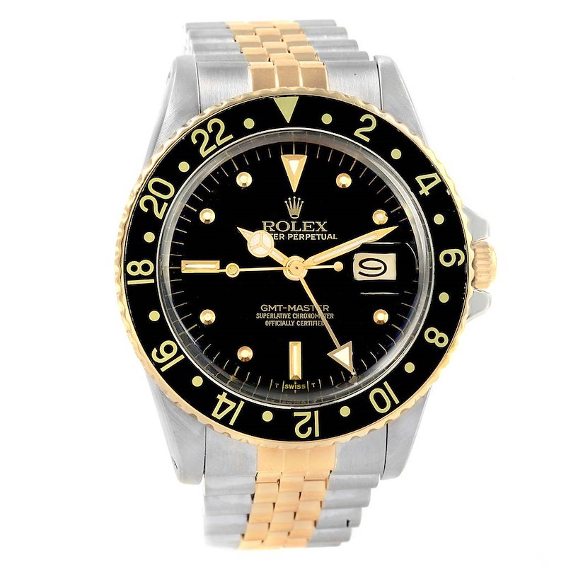 Rolex GMT Master Steel Yellow Gold Nipple Dial Vintage Watch 16753 SwissWatchExpo