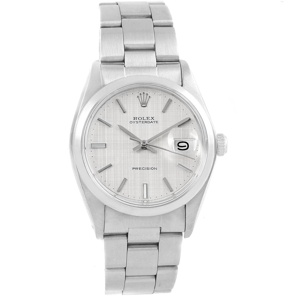 This Rolex Vintage Collection 6694 Men's Stainless Steel Silver Dial 6694 Men's Stainless Steel Silver Dial watch is shown from a front angle, displaying the face, hands, bracelet, and date window.