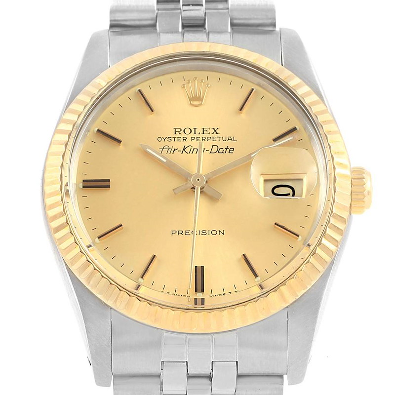 Rolex Air King Vintage Steel Yellow Gold Mens Watch 5701 SwissWatchExpo