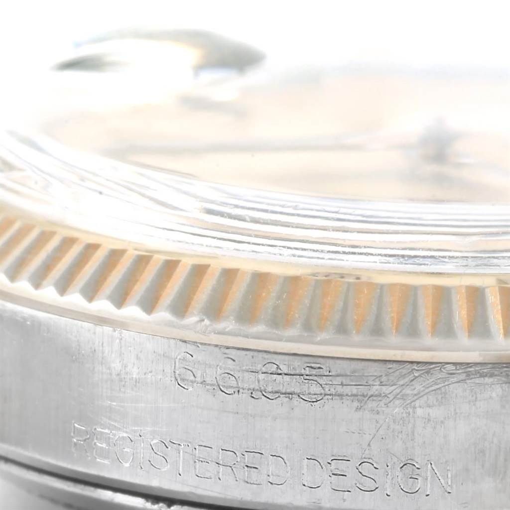 The image shows a close-up of the rim and side engraving on the Rolex Vintage Collection 6605 Men's Stainless Steel Silver Dial 6605 Men's Stainless Steel Silver Dial watch.