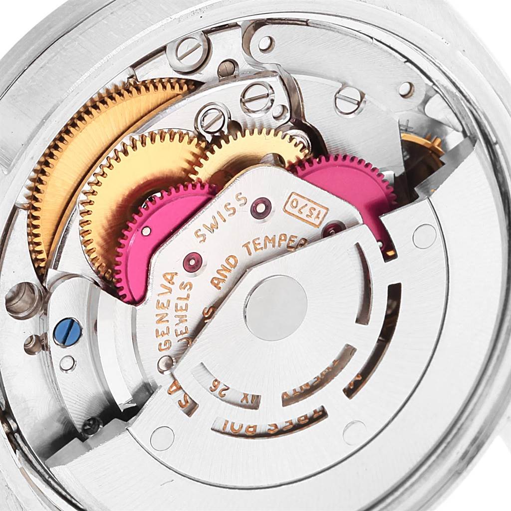 This image shows the intricate internal mechanism of a Rolex Vintage Collection 1501 Stainless Steel Silver Dial 1501 Stainless Steel Silver Dial model watch, highlighting gears and components.