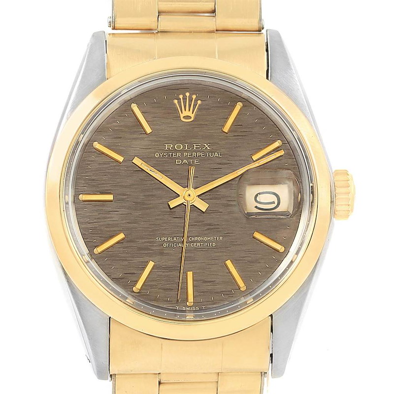 Rolex Date Steel Yellow Gold Bronze Dial Vintage Mens Watch 1500 SwissWatchExpo