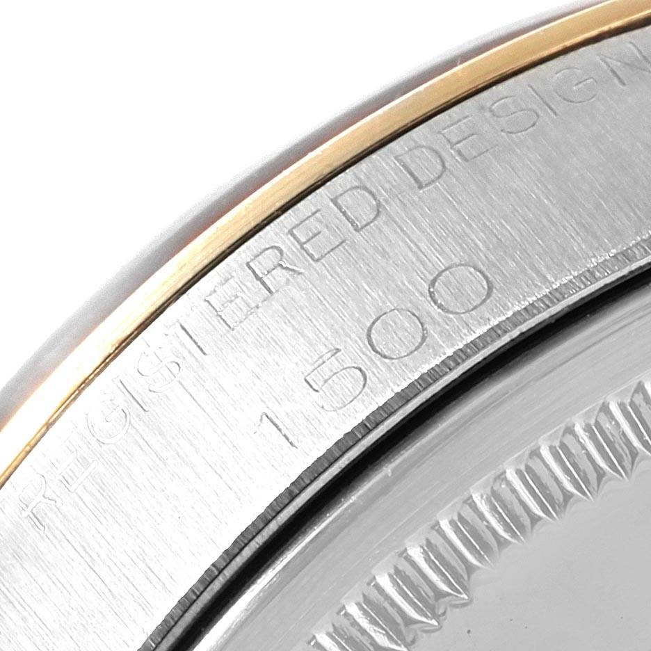 The image shows a close-up of the back case edge of the Rolex Vintage Collection 1500 Men's Stainless Steel Brown Dial 1500 Men's Stainless Steel Brown Dial watch, highlighting the engraved model number 1500.