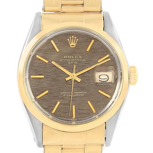 Photo of Rolex Date Steel Yellow Gold Bronze Dial Vintage Mens Watch 1500