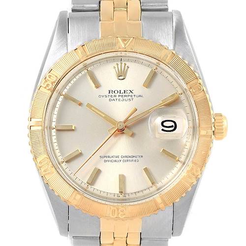 Photo of Rolex Datejust Turnograph Mens Steel Yellow Gold Black Dial Watch 1625