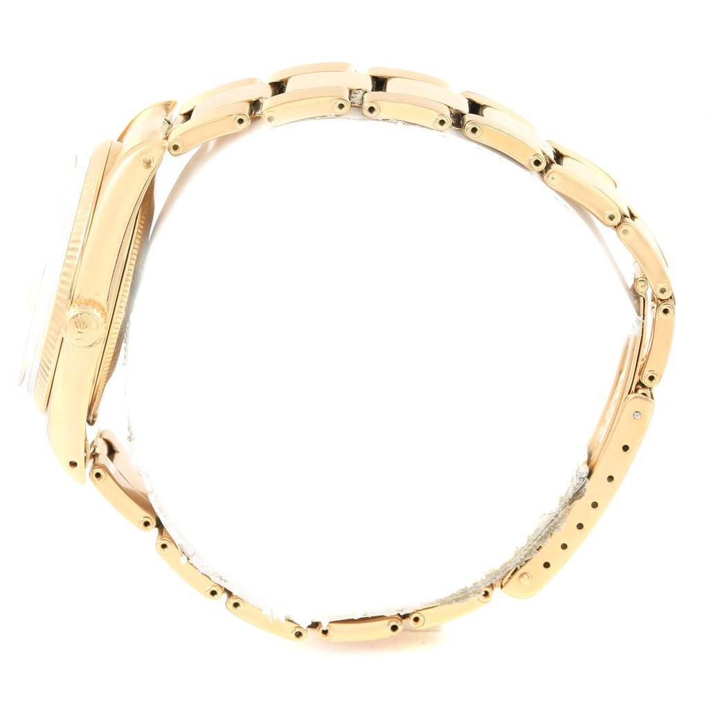 This image shows the side view of the Rolex Vintage Collection 1503 Men's Yellow Gold Champagne Dial 1503 Men's Yellow Gold Champagne Dial model, focusing on the case and bracelet.